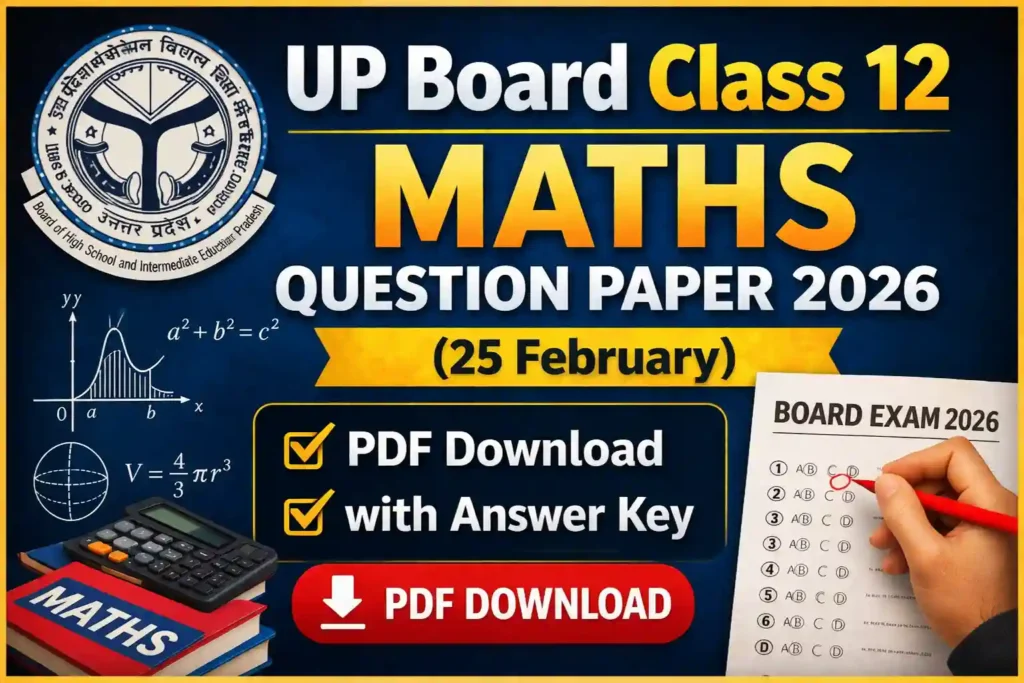 UP Board Class 12 Maths Question Paper 2026
